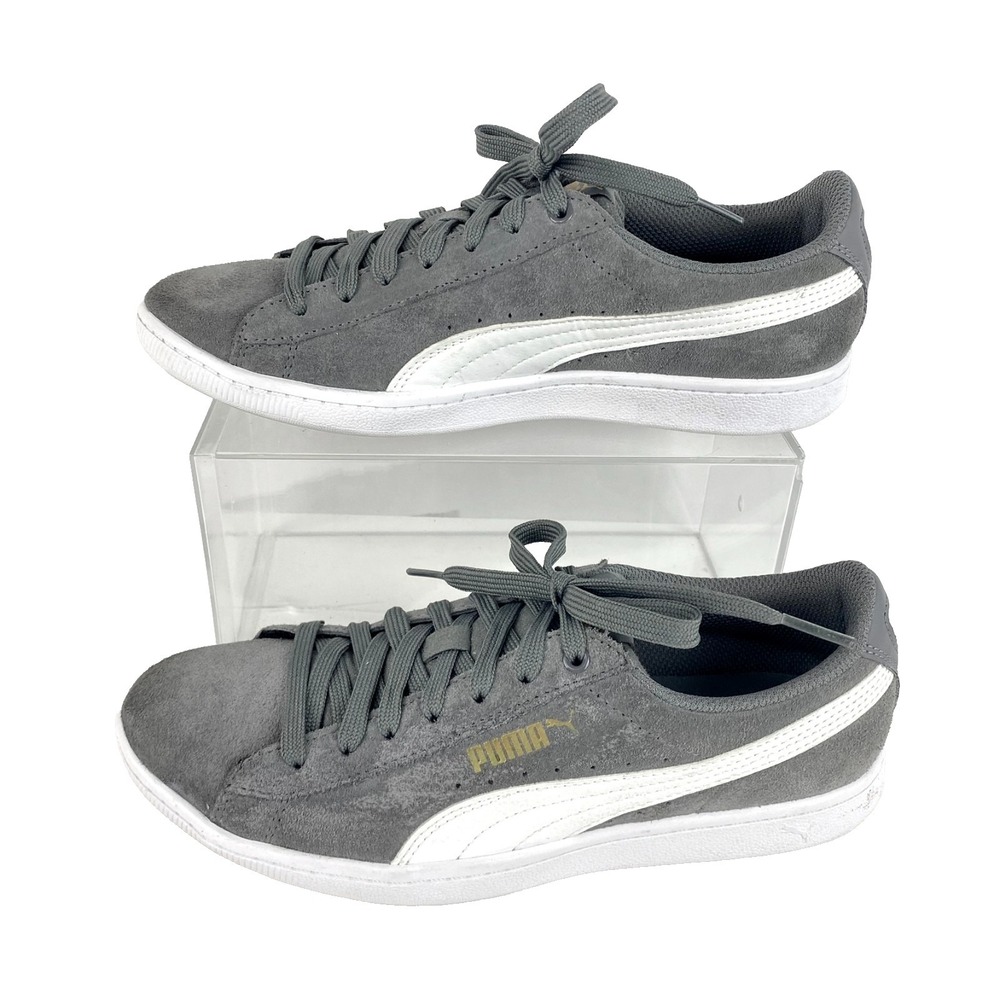 Puma Suede Sneakers Women's 7 Gray Tennis Shoes Vikky 37.5 Flats Excellent